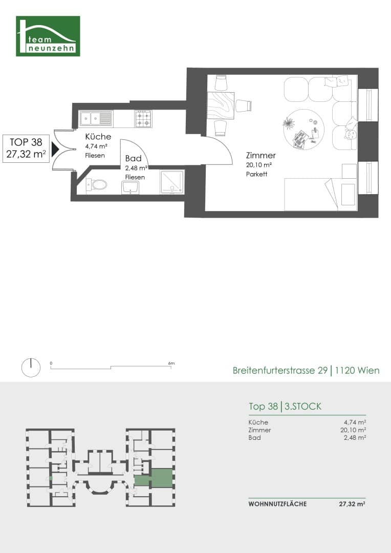 Hofseitiges Altbau-Juwel mit Lift in Meidling