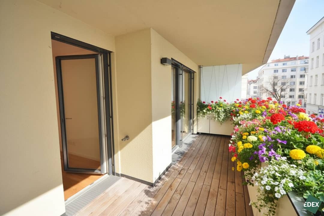 Apartment near Augarten loggia and kitchen