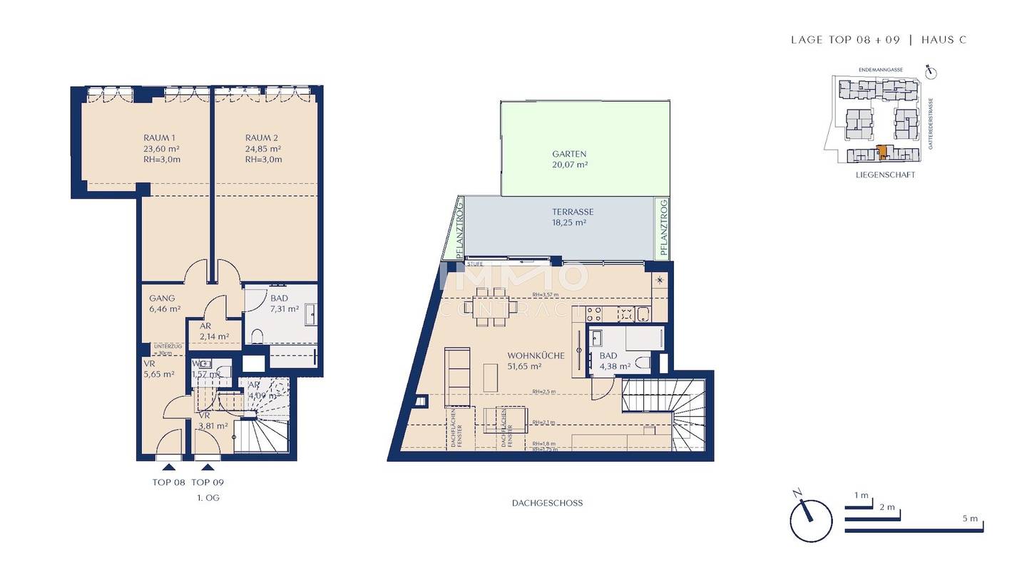 Maisonette apartment Rosenhügel garden commission free
