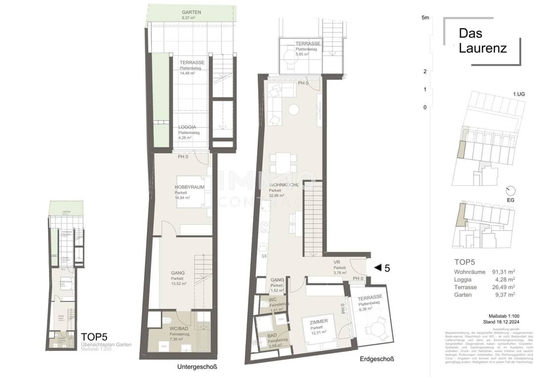 Erdgeschosswohnung Erstbezug mit Garten und drei Terrassen