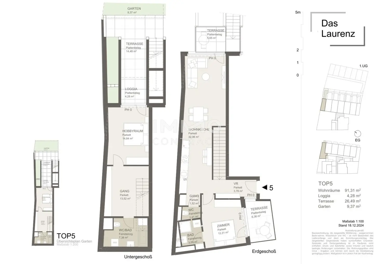 Erdgeschosswohnung Erstbezug mit Garten und drei Terrassen