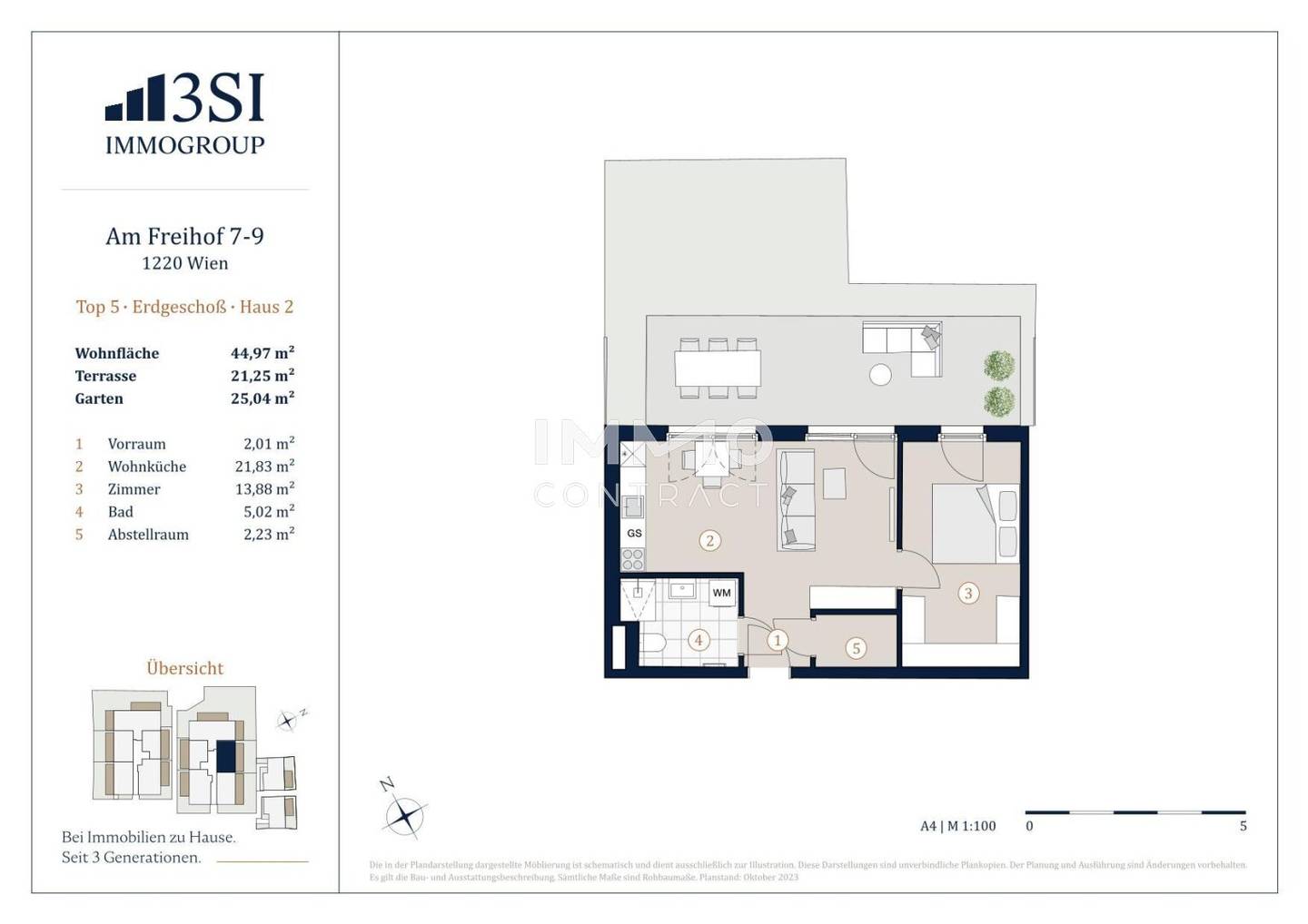 Apartment with garden near U1 Kagraner Platz