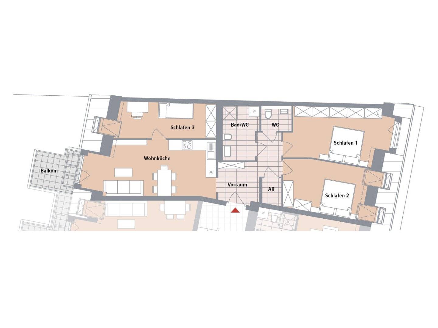 Brand new attic apartment with balcony in a quiet location