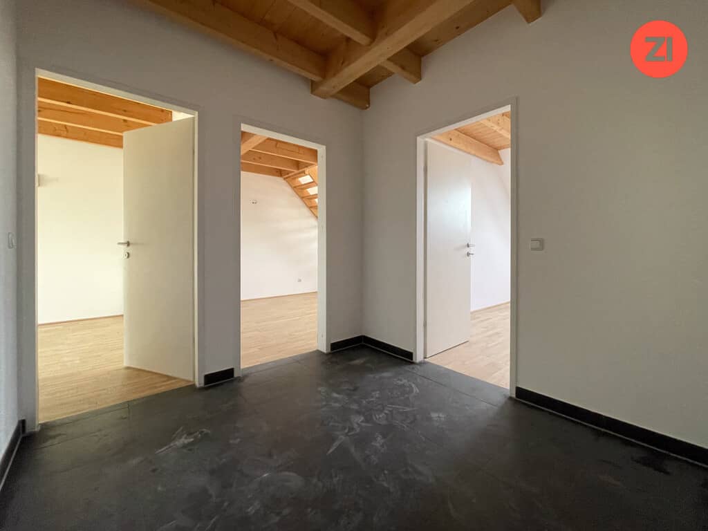 Attic apartment with modern kitchen and balcony