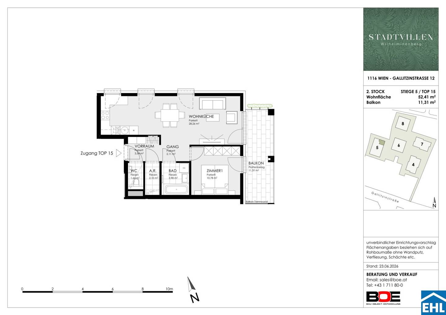 Wohnung Wilhelminen Cottage ruhige Lage Balkon