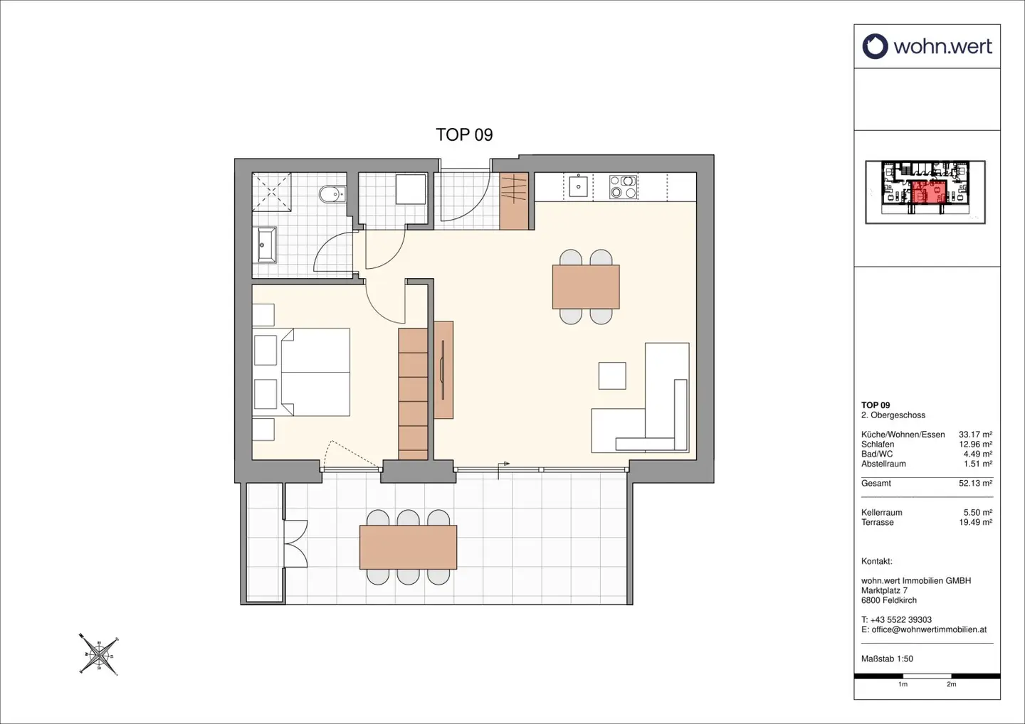 Newly built attic apartment with terrace