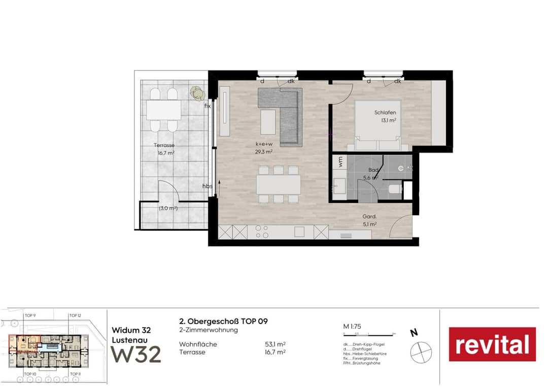 Wohnung mit Terrasse und Abendsonne