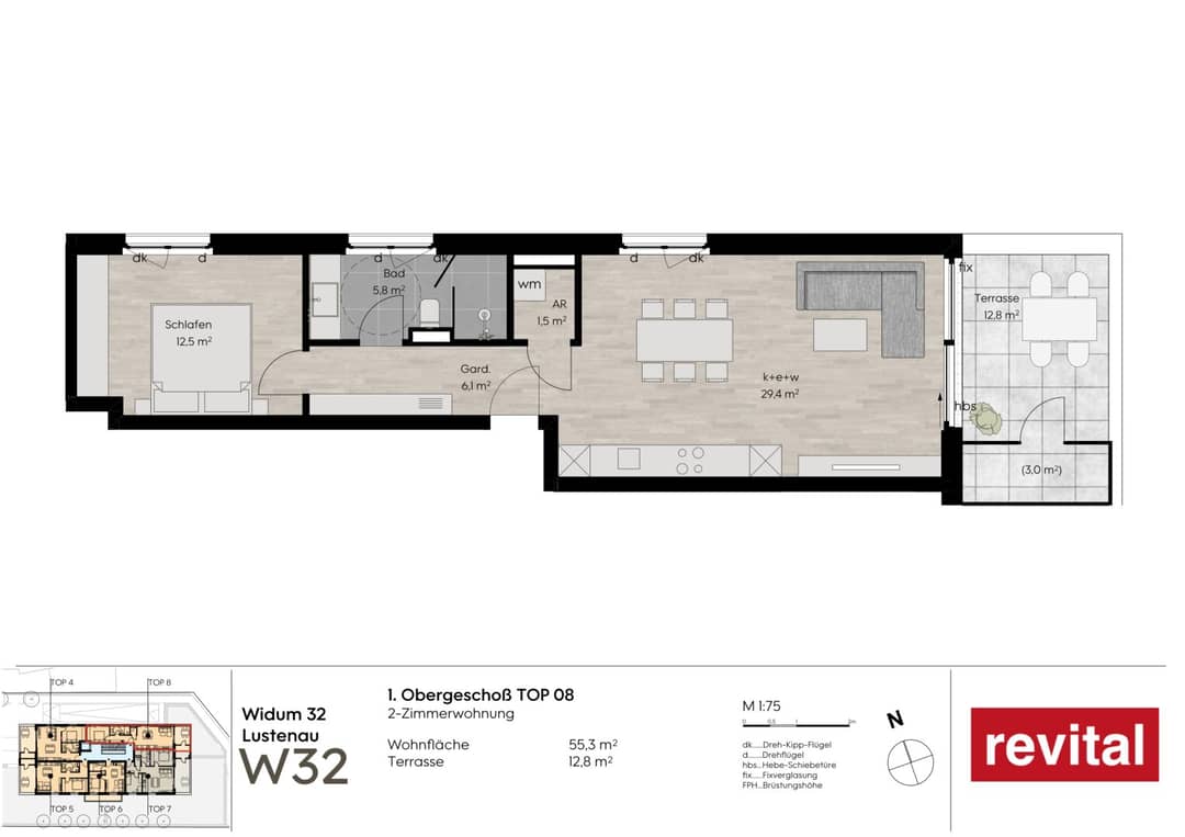 1A-Lage von Lustenau - Ruhige und Zentrale Terrassenwohnung - Top 8 - Jetzt Nebenkosten sparen