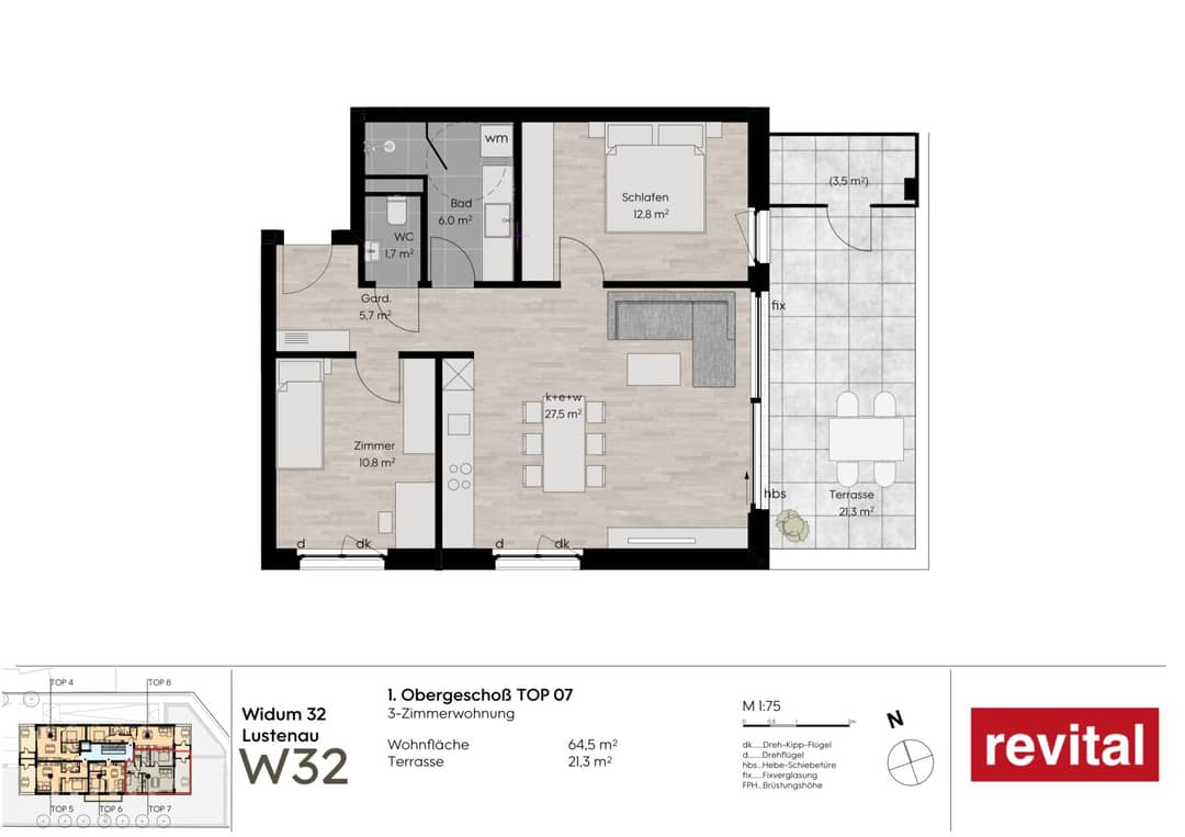 Terrassenwohnung in Lustenau - Neubau, Erstbezug, 85 m², 4 Zi