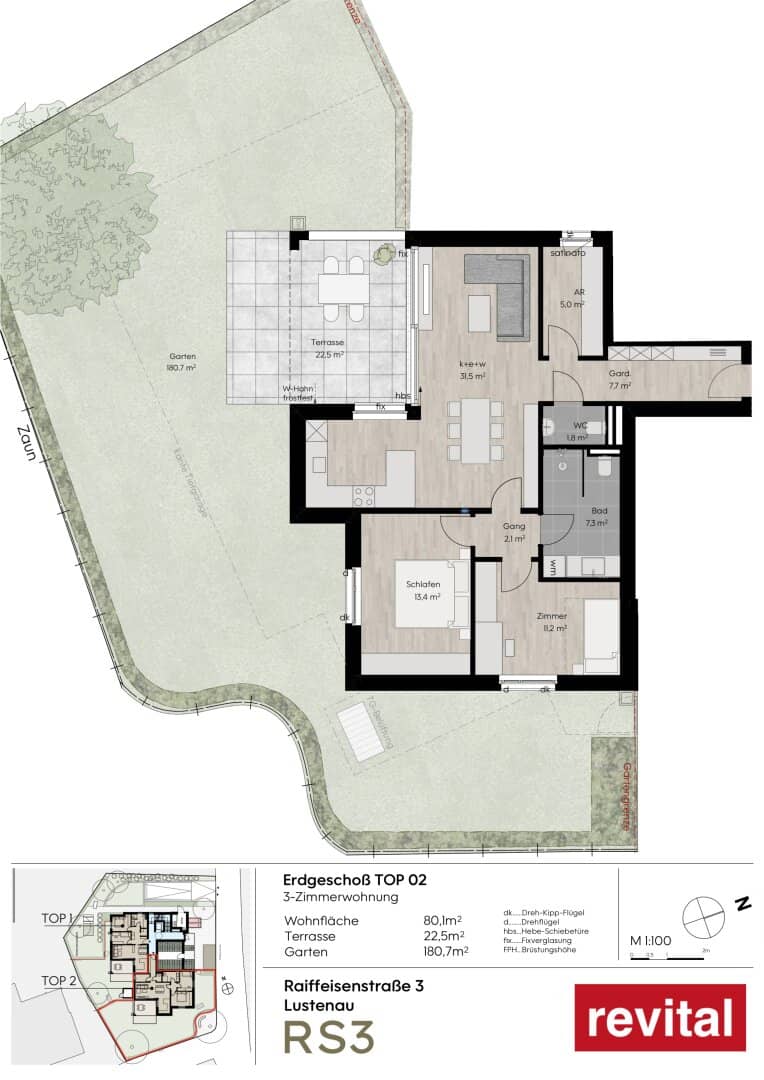 Erdgeschosswohnung mit Privatgarten und Terrasse