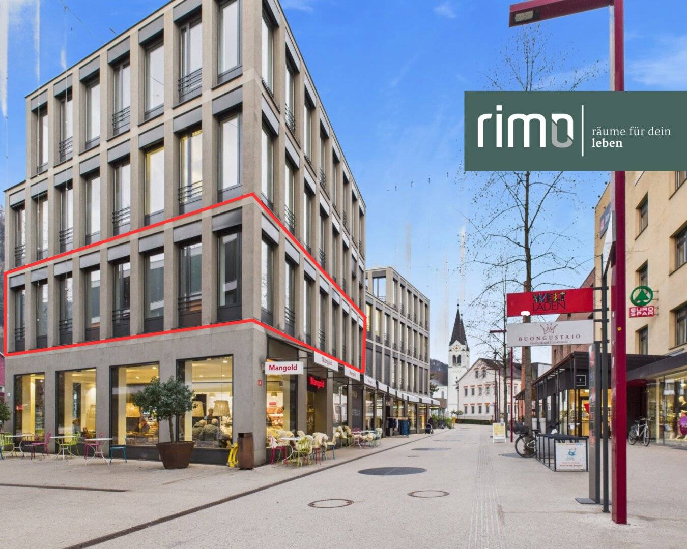 Bright, generous office unit in the middle of Am Garnmarkt in Götzis with approx. 140 m²