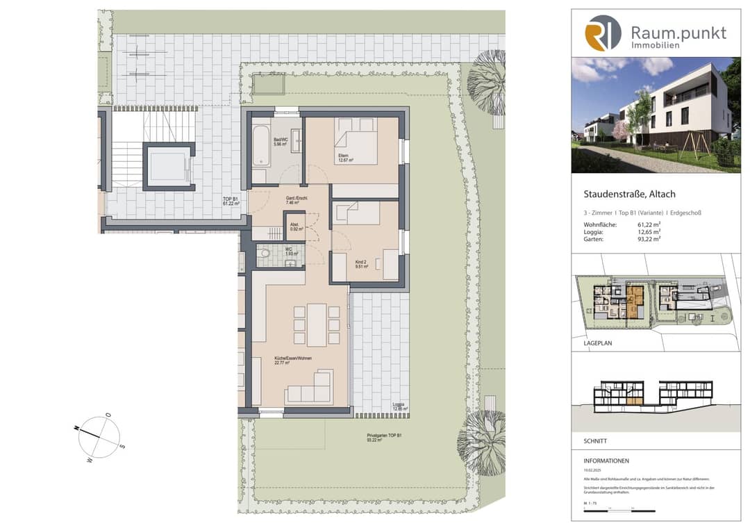 3-Zimmer-Gartenwohnung in Altach - Ruhelage / Top B1