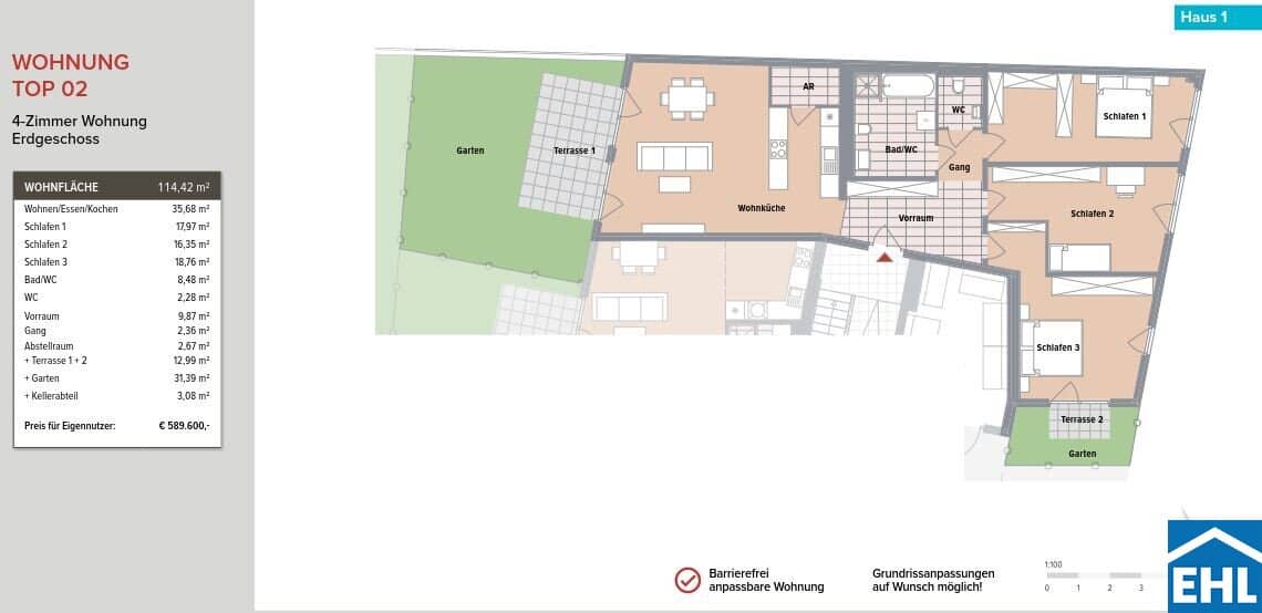 Wohnung Neubau Erstbezug Garten Terrassen