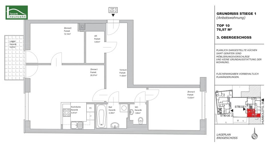 3-Zimmer-Wohnung Favoriten 72m²