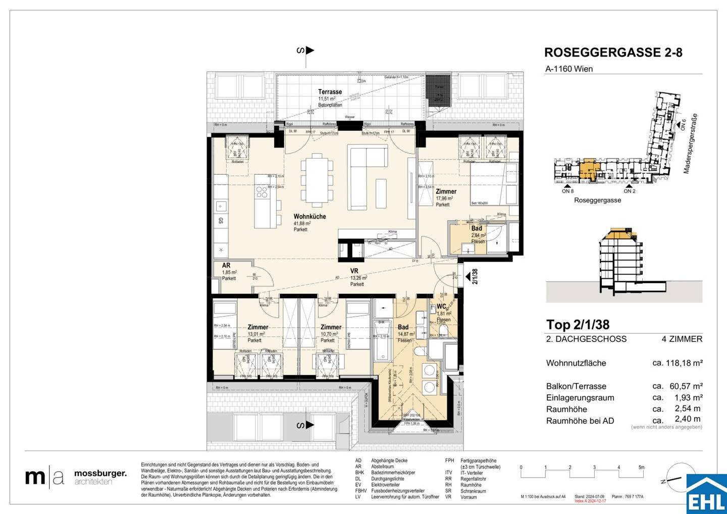 Investment apartment first occupancy two terraces