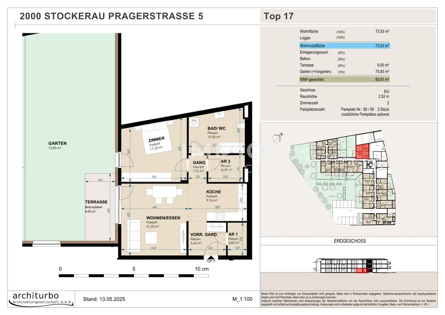 Ground floor apartment with a large garden near Stockerau town center