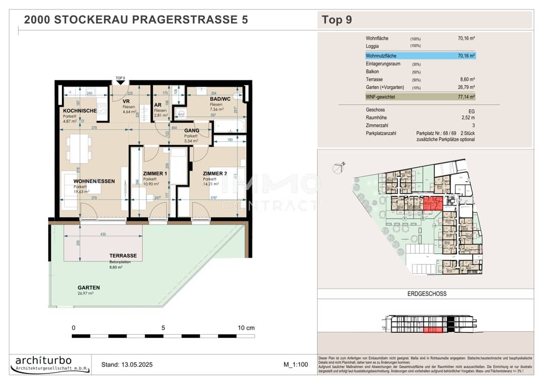 Wohnung mit Garten und Terrasse nahe Zentrum Stockerau