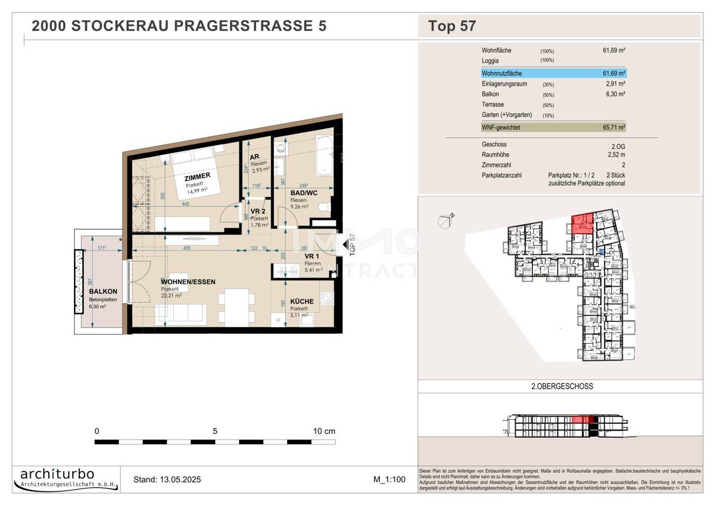 New apartment with balcony and lift near center