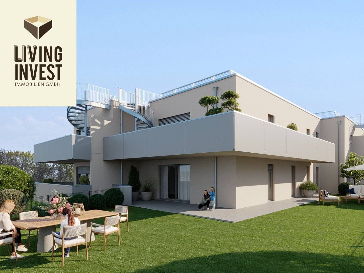 Penthouse mit privatem Dachgarten in Haid im Obstgarten – SW-Lage