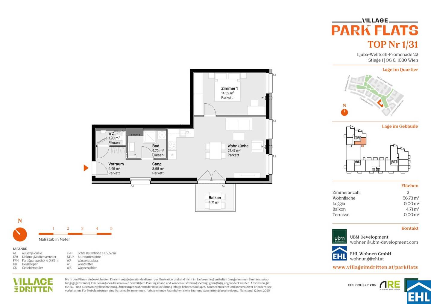 Wohnung am Schweizergarten mit privatem Balkon