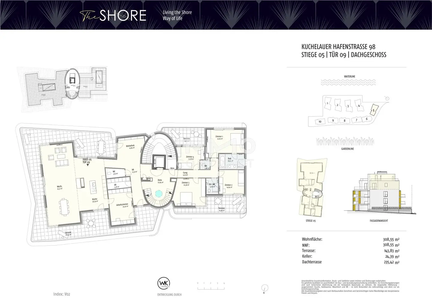 Penthouse direkt am Wasser mit großen Terrassen