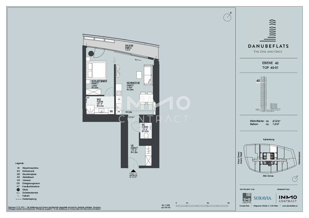Apartment on Donauinsel first occupancy new build sauna and pool