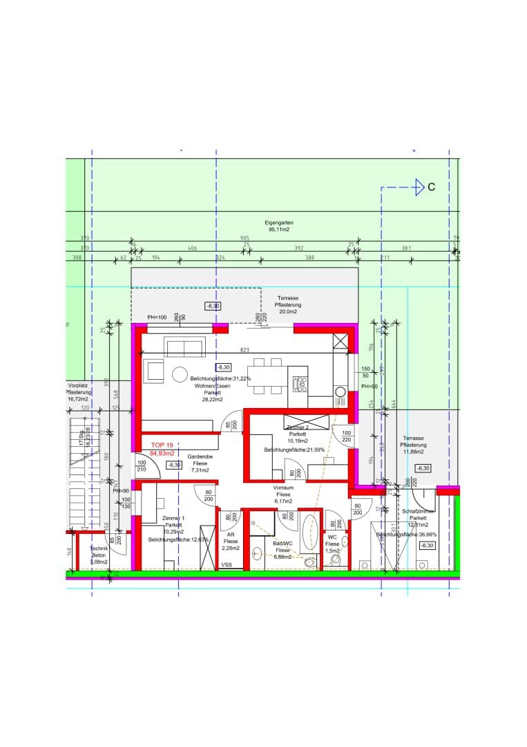 Neubauwohnung mit Garten und Terrasse im Stadtzentrum
