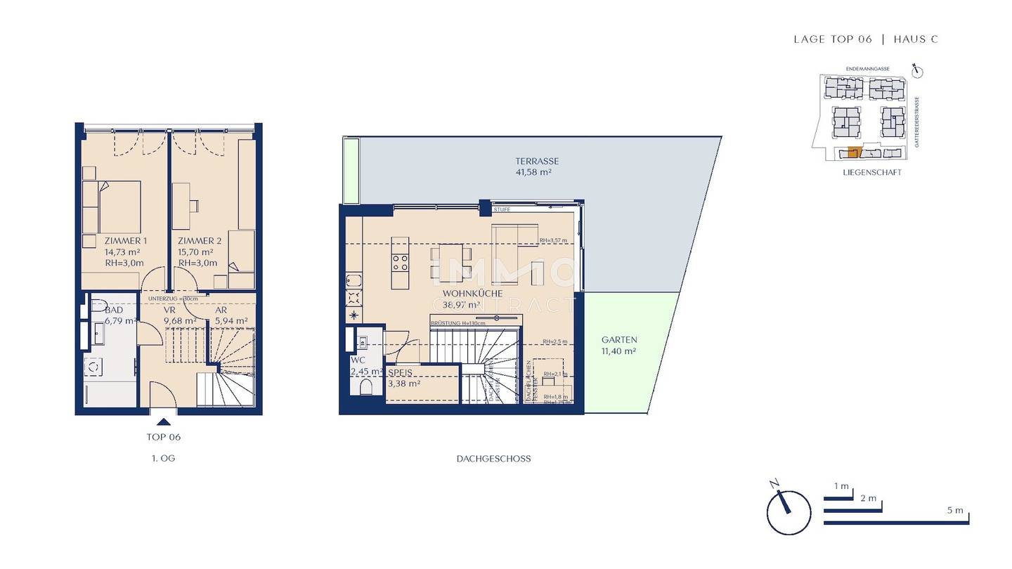 Maisonette apartment with high ceilings and terrace