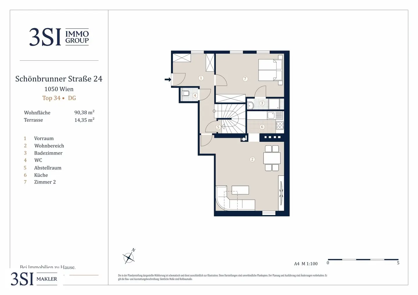 Top floor apartment with terrace near Naschmarkt