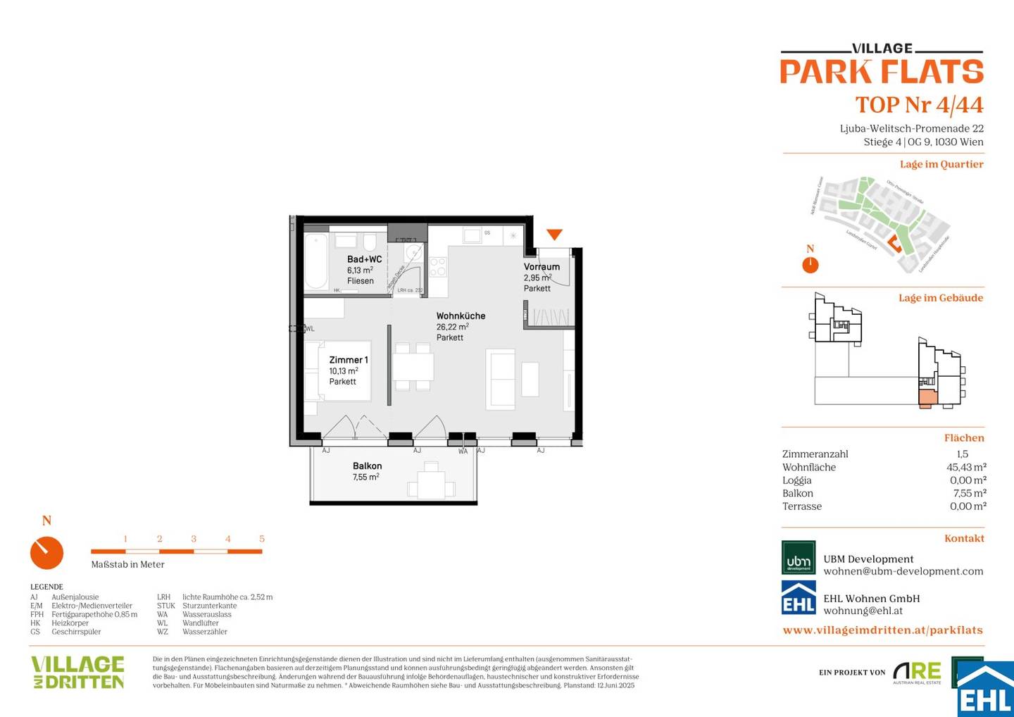 New build apartment near park in an urban setting