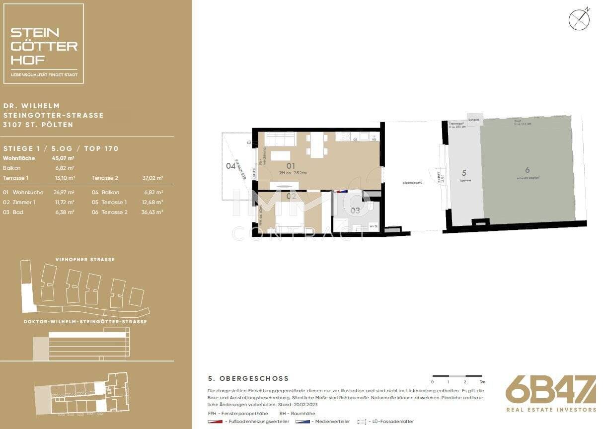 Newly built apartment with terrace near lakes