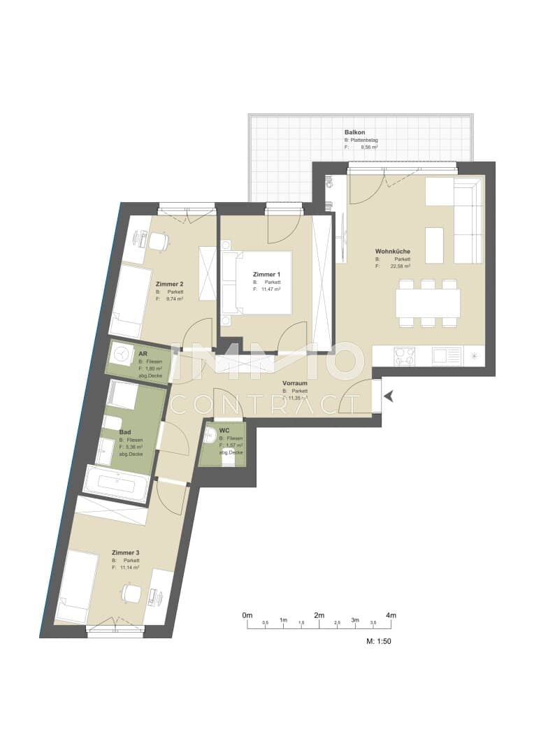 Wohnung Erstbezug Balkon Landstraße