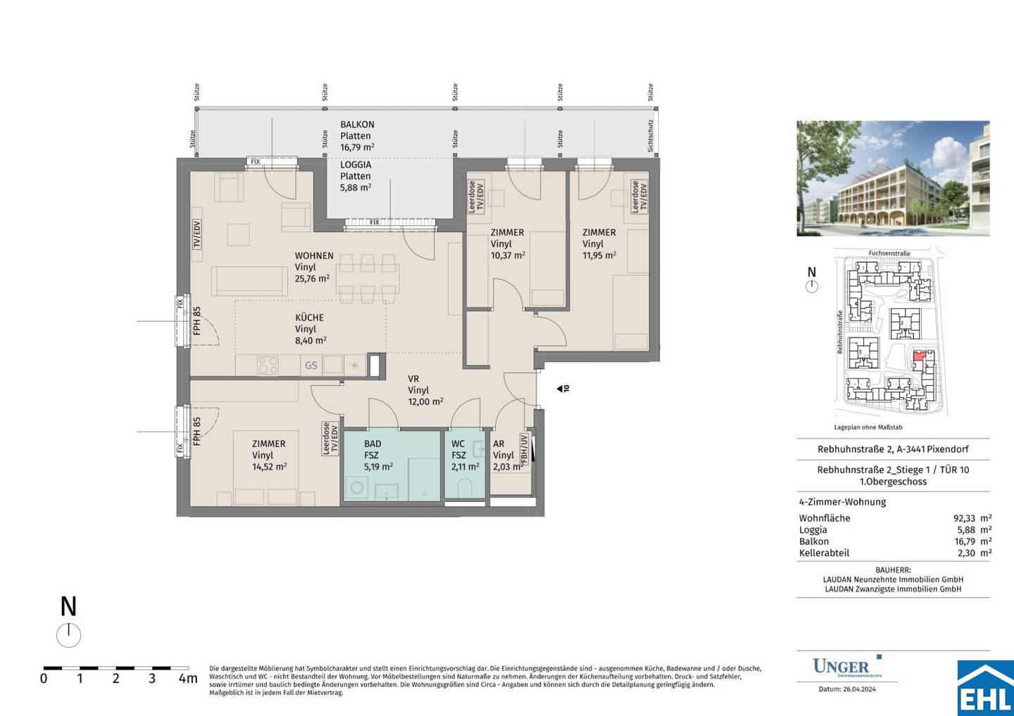 Neubauwohnung Erstbezug im Grünen mit Balkon