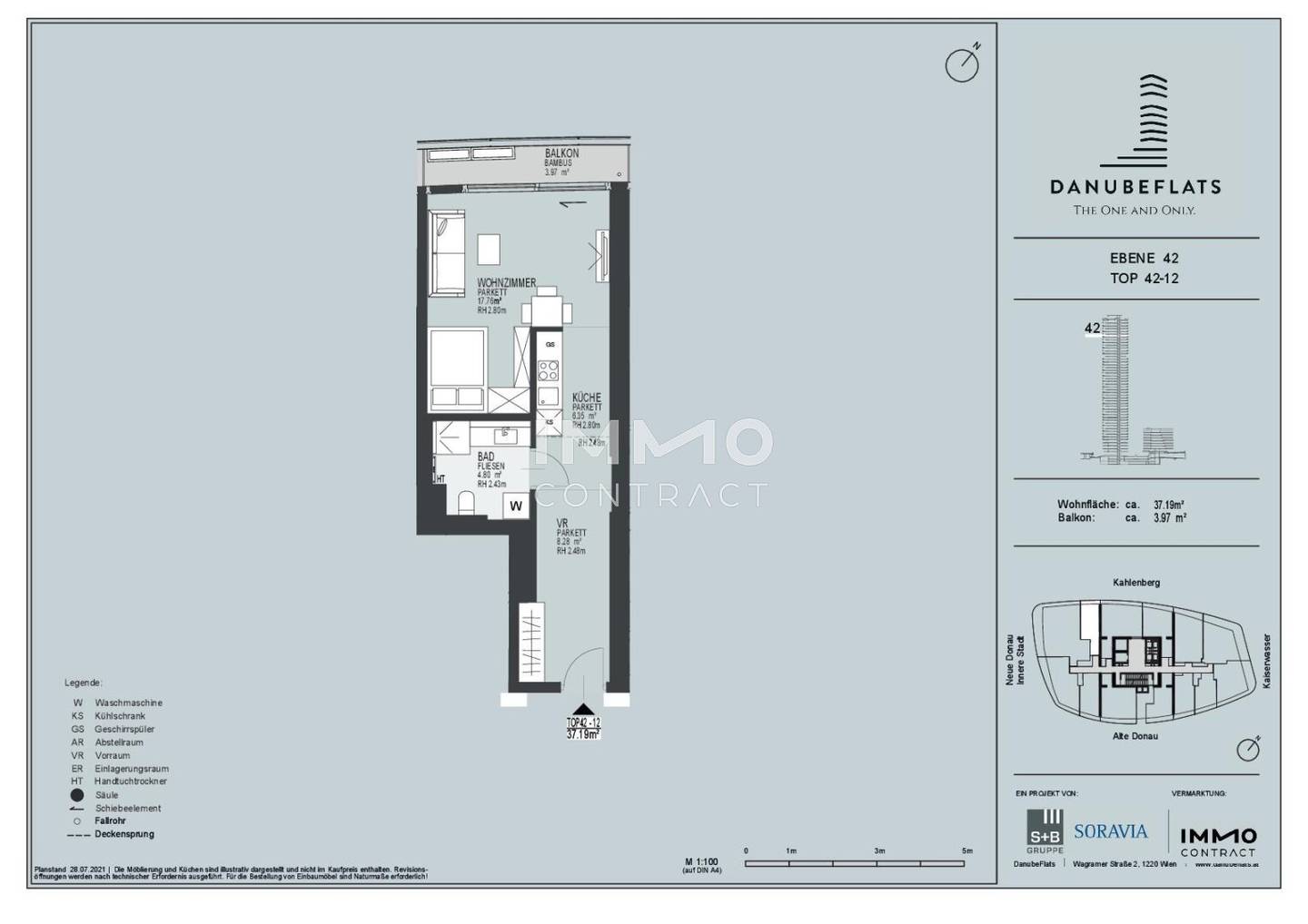 Apartment in the tallest tower on Danube Island