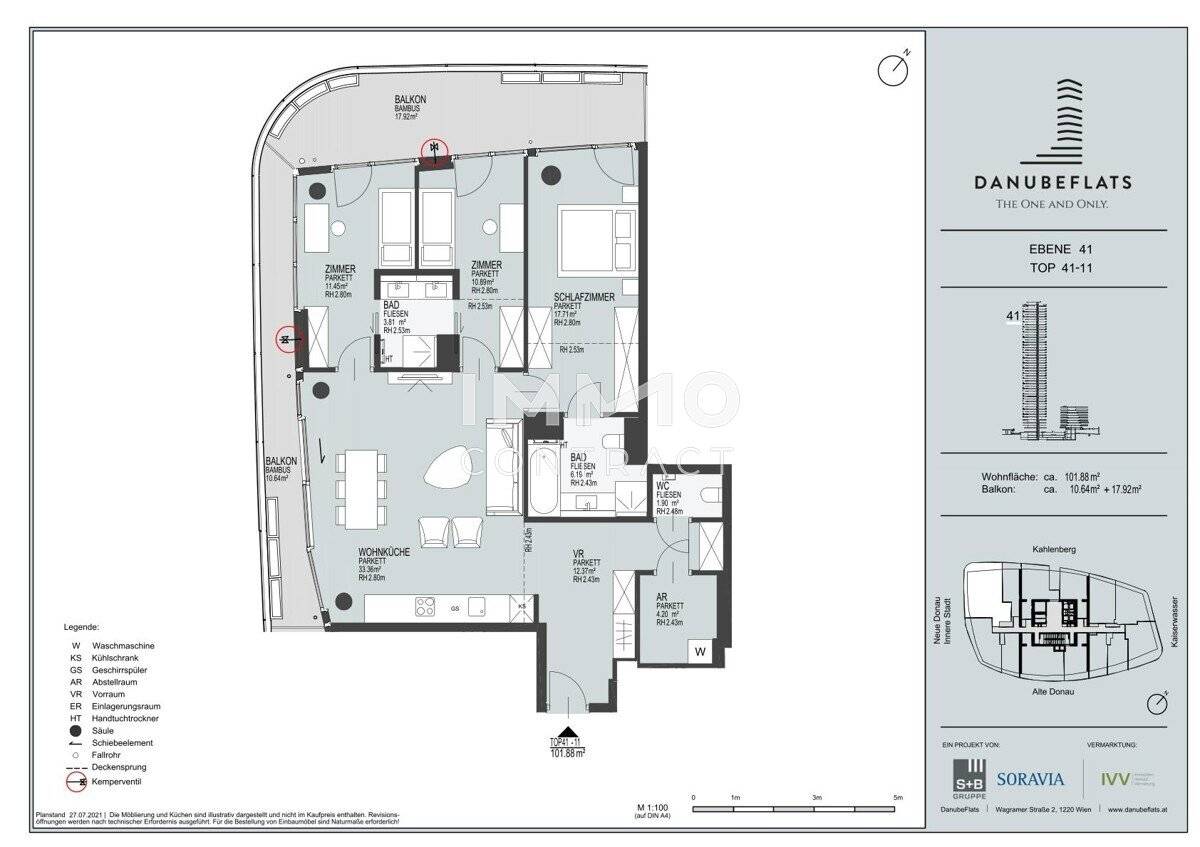 Apartment with Danube view on Donauinsel brand new