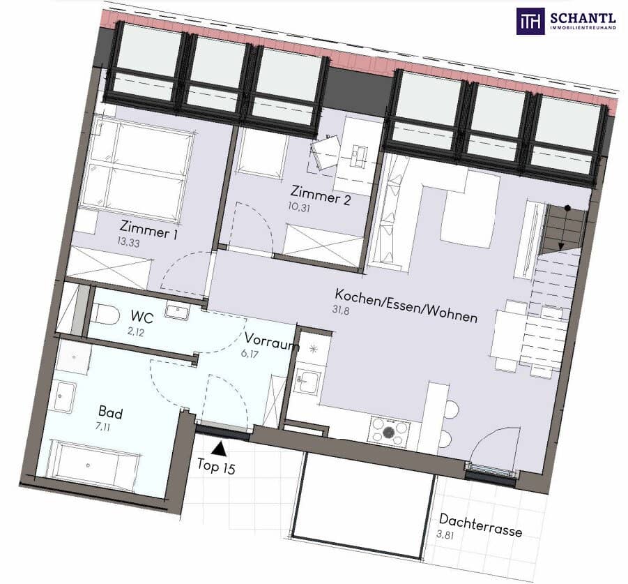 *Frühjahrsaktion* Wohnen über den Dächern: Exklusive 3-Zimmer-Dachgeschosswohnung mit großer Dachterrasse im Erstbezug!