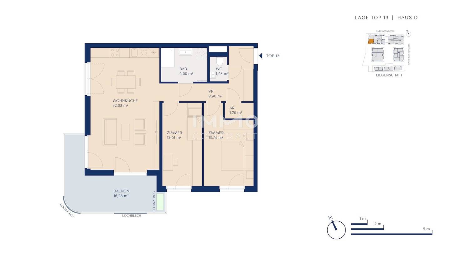 No commission new build apartment courtyard facing