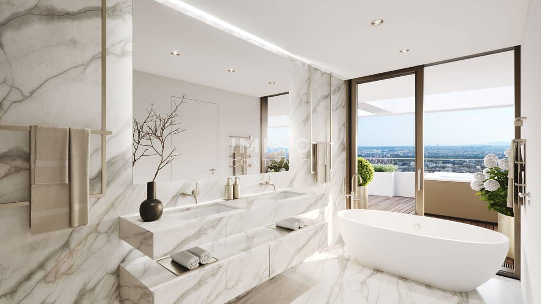 Apartment in Austria's tallest residential tower with rooftop pool near Danube Island