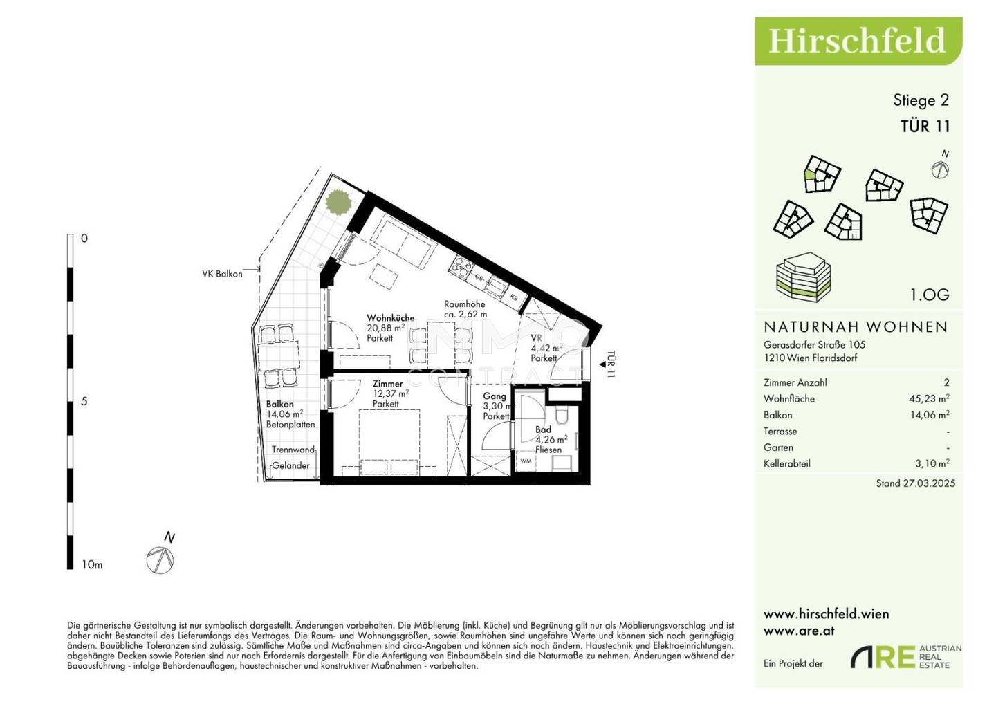 Apartment newly available with west facing balcony in a quiet location