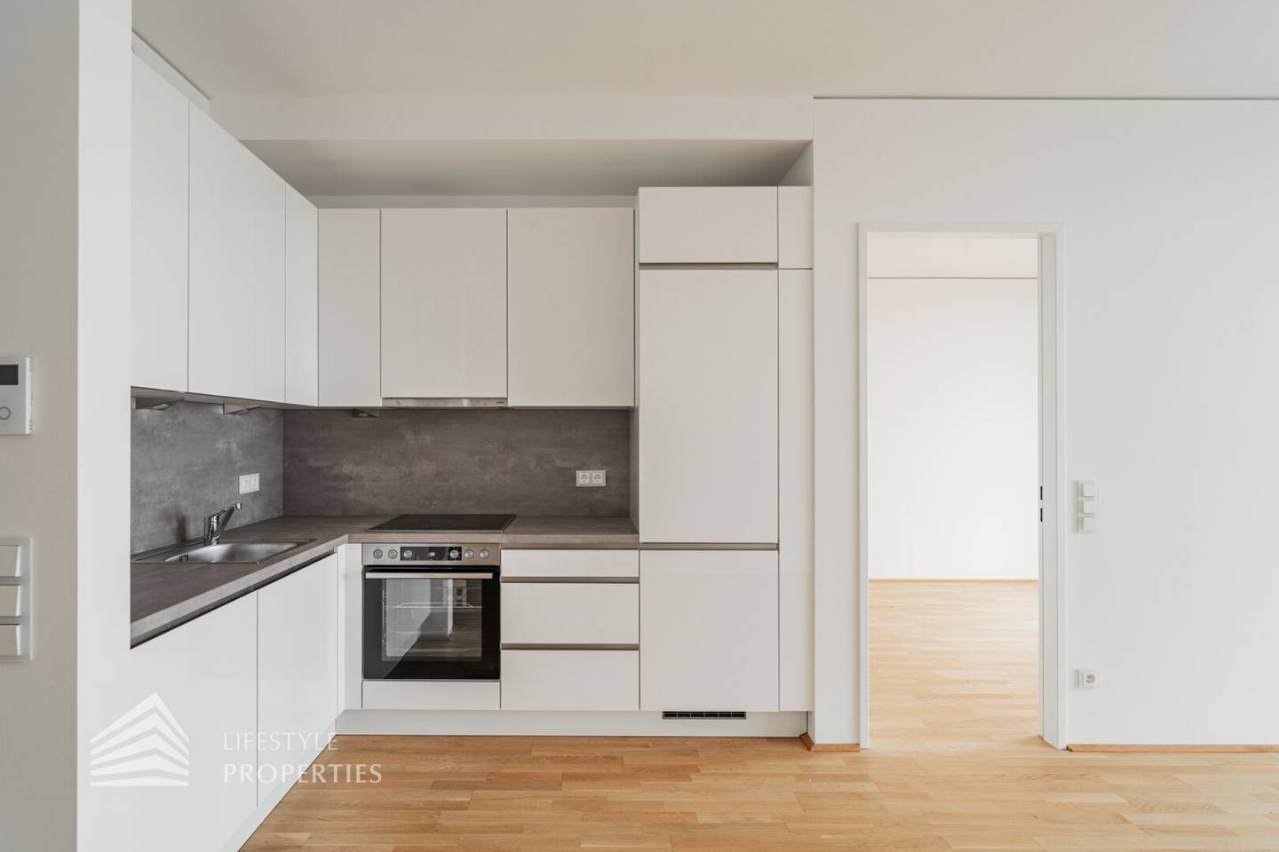 Apartment first occupancy balcony with Donauinsel view