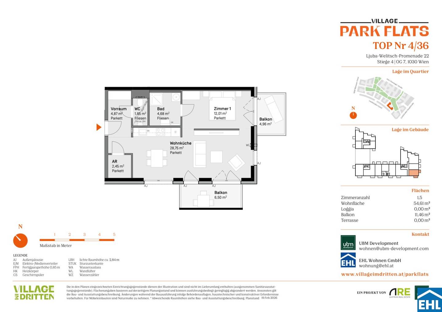 Wohnung new build first occupancy with balcony at the park