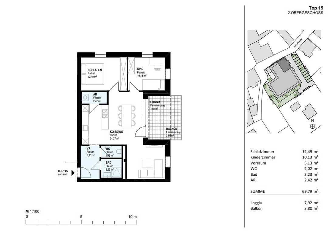 Apartment brand new first occupancy loggia at the main square