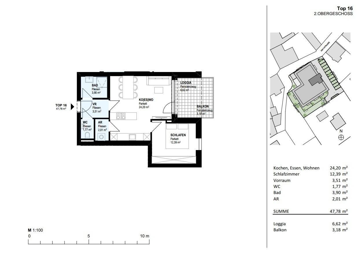 Wohnung Zentrum Kirchdorf Neubau Erstbezug Loggia