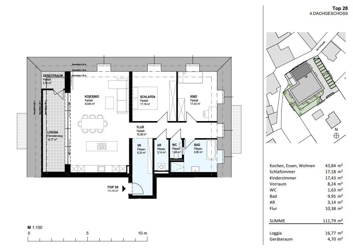 Penthouse new build with loggia near downtown