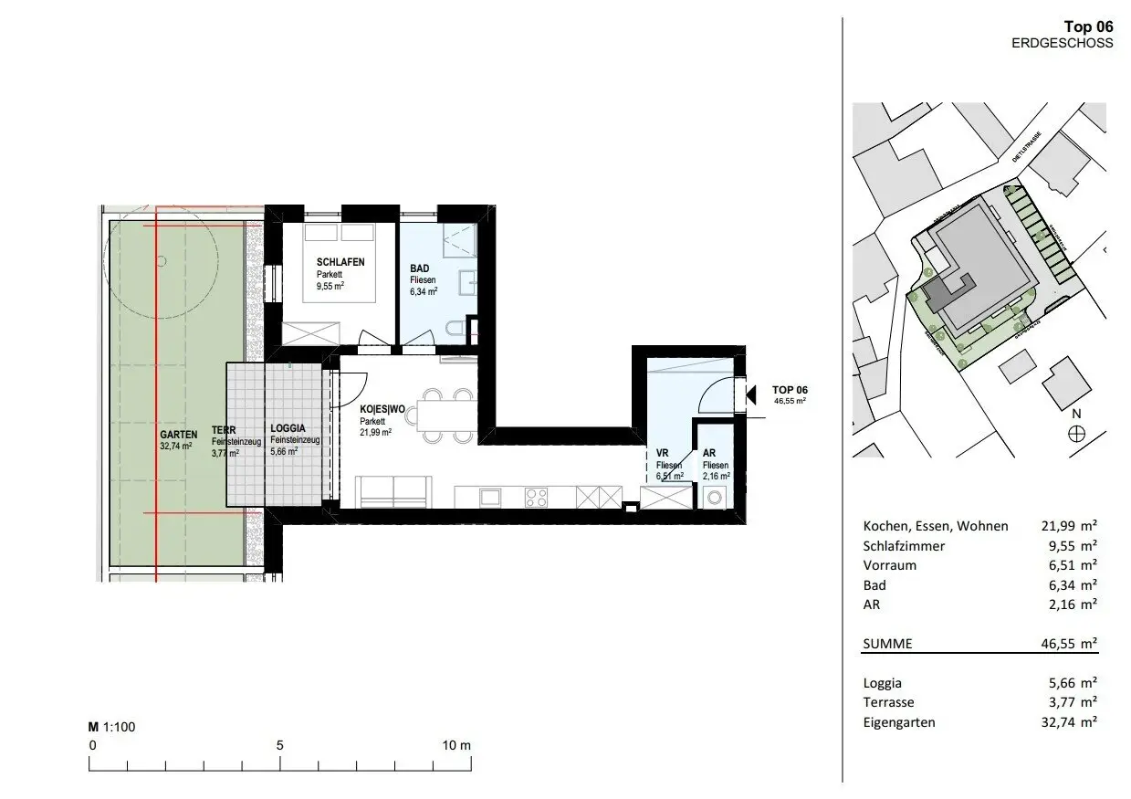 Wohnung im Neubau Erstbezug mit Garten und Loggia