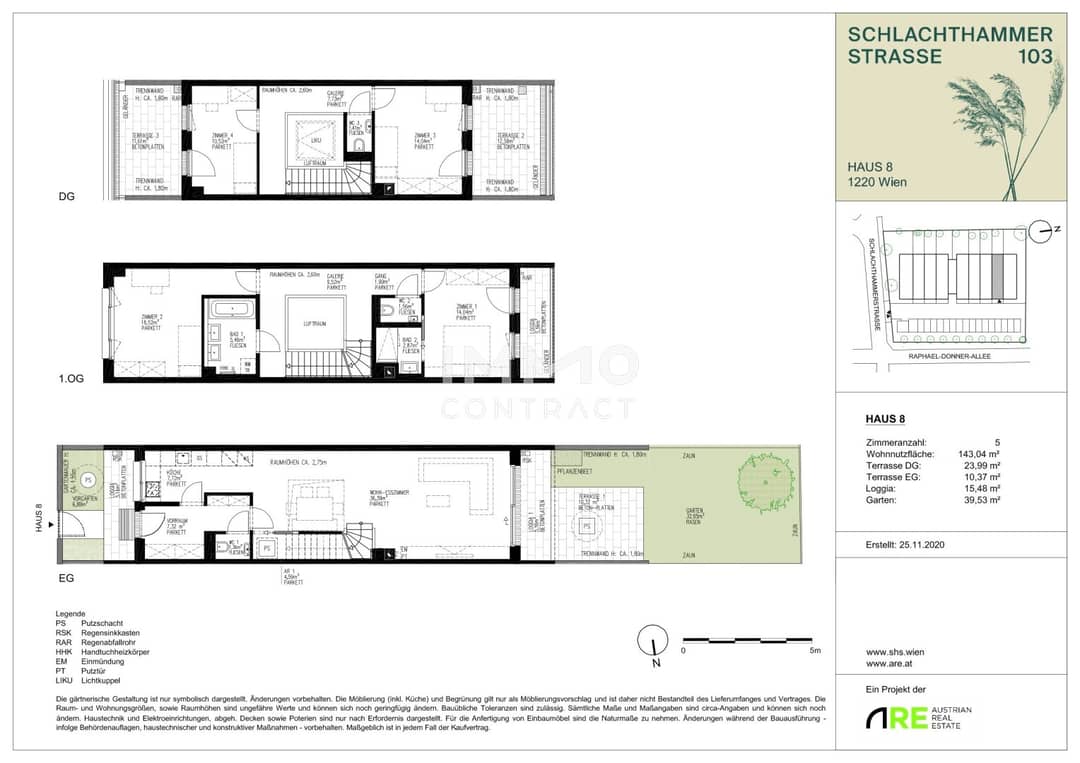Reihenhaus in Wien 1220 Essling mit 143 m² Wohnfläche und Garten