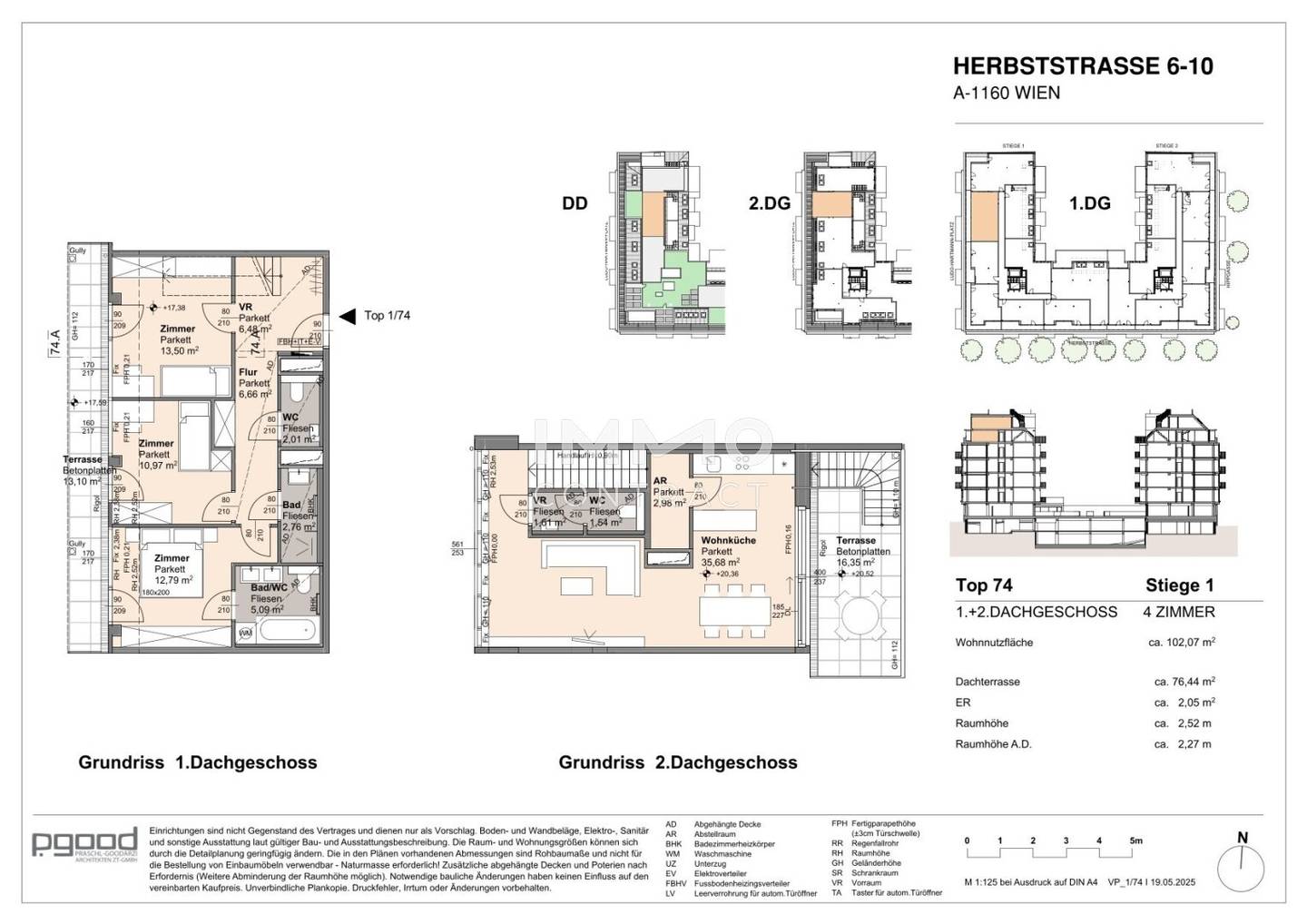 Attic apartment with roof terrace quiet