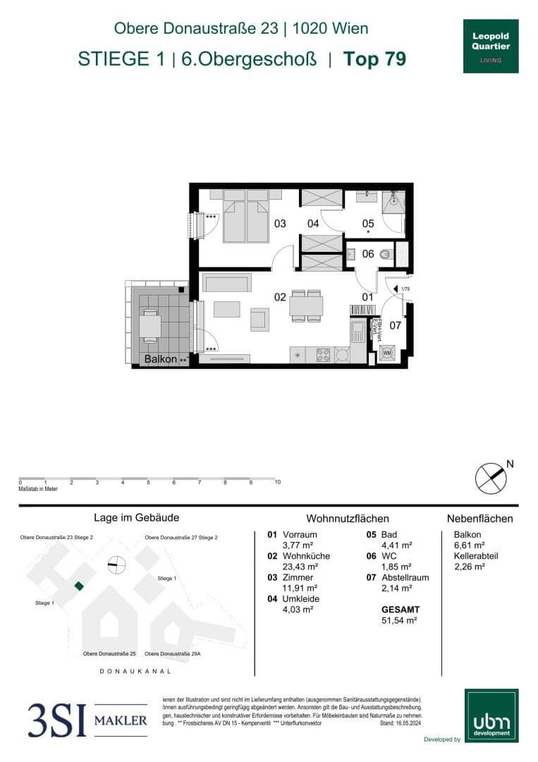Wohnung Erstbezug Neubau Balkon nahe Augarten
