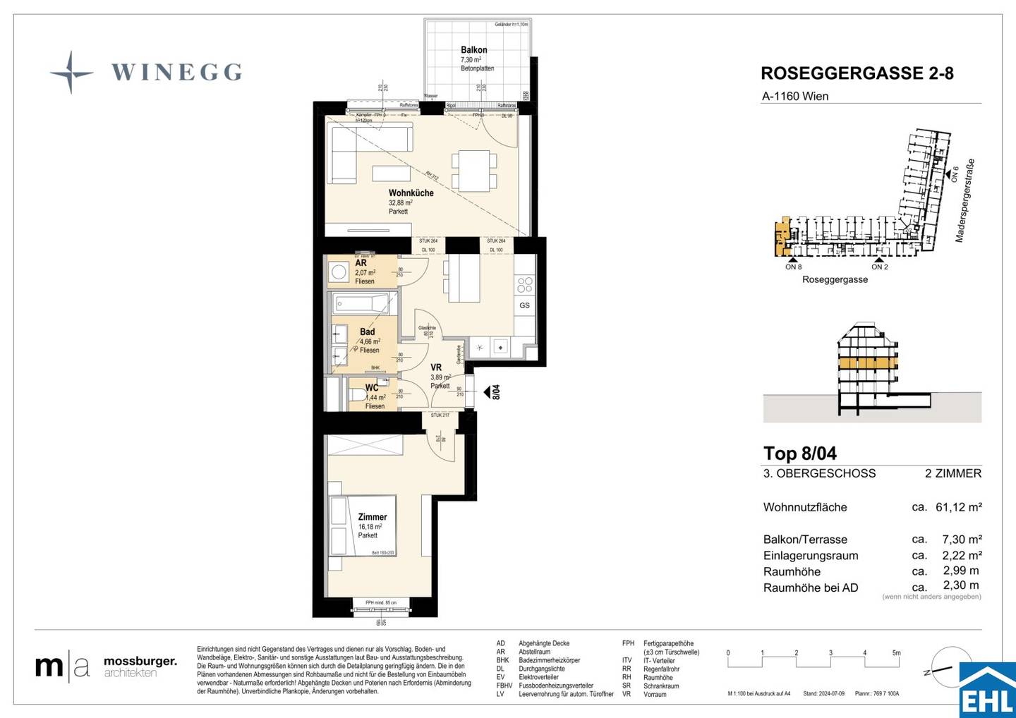 Apartment with balcony in an old building near Wilhelminenberg