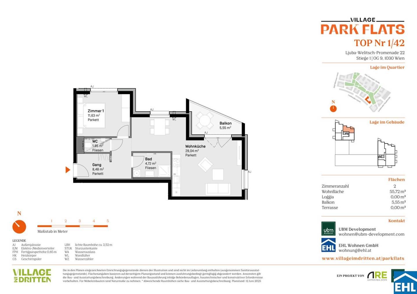 Wohnung Park Flats Erstbezug Balkon
